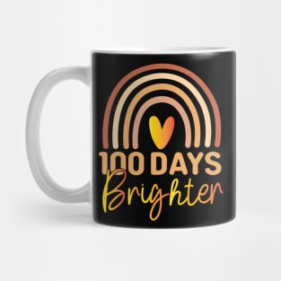 100 Days Brighter 100th Day of School Teachers kids Rainbow Mug